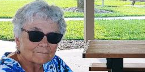 Ellen at picnic table